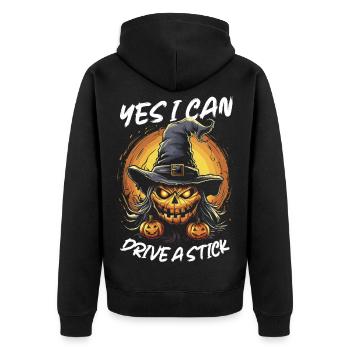Yes I Can Drive a Stick Halloween - Unisex Premium Organic Zip Hoodie - black - Back - Nico (187cm)