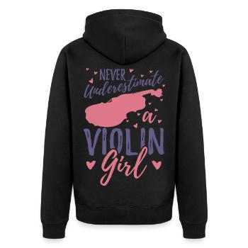 Never underestimate a violinist - Unisex Premium Organic Zip Hoodie - black - Back - Nico (187cm)
