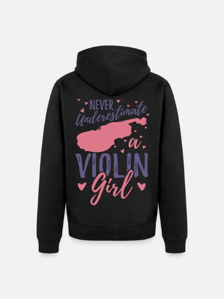 Never underestimate a violinist - Unisex Premium Organic Zip Hoodie - black