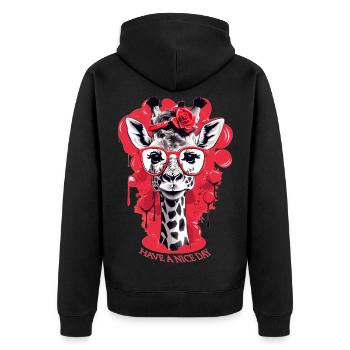 Süße Giraffe mit Brille - Unisex Premium Bio Zip Hoodie - Schwarz - Hinten - Nico (187cm)