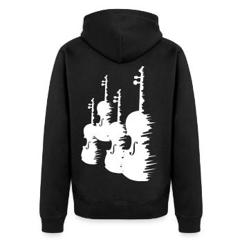 Violinen Zeichnung - Unisex Premium Bio Zip Hoodie - Schwarz - Hinten - Nico (187cm)