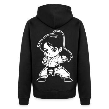 Kleines Karate Mädchen Comic - Unisex Premium Bio Zip Hoodie - Schwarz - Hinten - Nico (187cm)