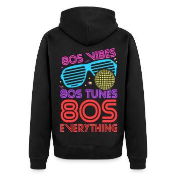 80s Vibes Tunes Everything - Unisex Premium Organic Zip Hoodie - black - Back - Nico (187cm)