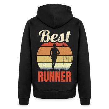 Best Jogger - Unisex Premium Organic Zip Hoodie - black - Back - Nico (187cm)