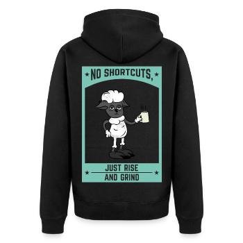 No Shortcuts Just Rise and Grind Motivation - Unisex Premium Organic Zip Hoodie - black - Back - Nico (187cm)