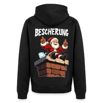 Bescherung Auf Dem Schornstein Weihnachtsmann - Unisex Premium Bio Zip Hoodie - Schwarz - Hinten - Nico (187cm)