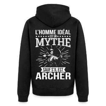 L’homme idéal un mythe sauf s’il est archer - Veste à capuche bio Premium Unisexe - noir - Dos - Nico (187cm)