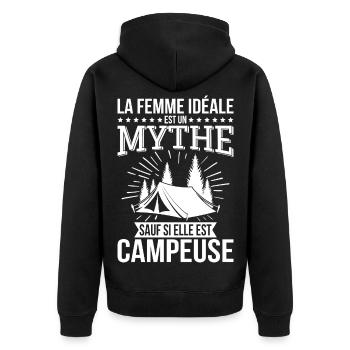 The ideal woman, a myth unless she is a camper - Unisex Premium Organic Zip Hoodie - black - Back - Nico (187cm)