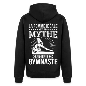 The ideal woman, a myth unless she is a gymnast - Unisex Premium Organic Zip Hoodie - black - Back - Nico (187cm)