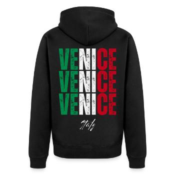 Venedig Italien, Souvenir von Venedig - Unisex Premium Bio Zip Hoodie - Schwarz - Hinten - Nico (187cm)