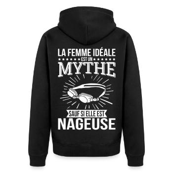 The ideal woman, a myth unless she is a swimmer - Unisex Premium Organic Zip Hoodie - black - Back - Nico (187cm)