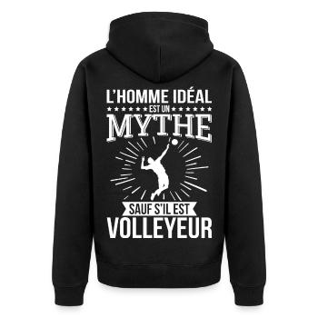 L’homme idéal un mythe sauf s’il est volleyeur - Veste à capuche bio Premium Unisexe - noir - Dos - Nico (187cm)