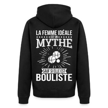 The ideal woman, a myth unless she is a bowler - Unisex Premium Organic Zip Hoodie - black - Back - Nico (187cm)