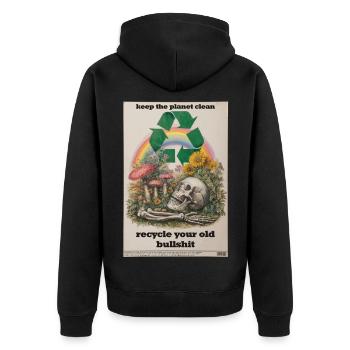 Recycle it! - Unisex Premium Bio Zip Hoodie - Schwarz - Hinten - Nico (187cm)