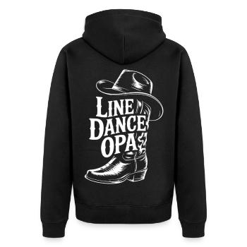 Line Dance Ops Western Boot Tee - Unisex Premium Bio Zip Hoodie - Schwarz - Hinten - Nico (187cm)