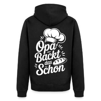 Opa Backt Das Schon - Unisex Premium Bio Zip Hoodie - Schwarz - Hinten - Nico (187cm)