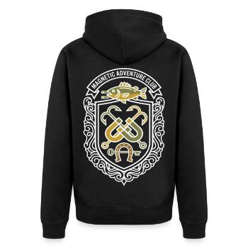 Magnetic adventure. Club Coat of Arms - Unisex Premium Organic Zip Hoodie - black - Back - Nico (187cm)