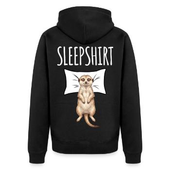 Meerkat Sleep Shirt - Unisex Premium Organic Zip Hoodie - black - Back - Nico (187cm)