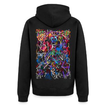 abstrakt - Unisex Premium Bio Zip Hoodie - Schwarz - Hinten - Nico (187cm)