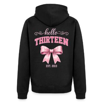 Hallo, dreizehn 13 Jahre alt ist Geburtstagsknoten 2013 - Unisex Premium Bio Zip Hoodie - Schwarz - Hinten - Nico (187cm)
