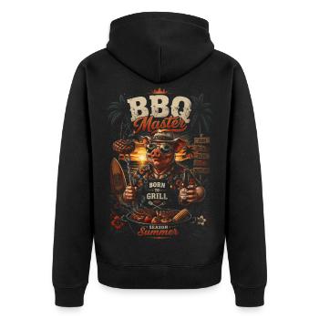 BBQ Master Cochon Tropique - Humoristique - Veste à capuche bio Premium Unisexe - noir - Dos - Nico (187cm)