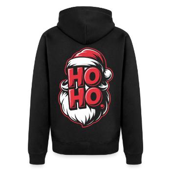 Ho Ho Santa Bart Design - Unisex Premium Bio Zip Hoodie - Schwarz - Hinten - Nico (187cm)