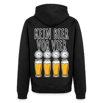 Kein Bier vor 4 außer es ist FUSSBALL - Unisex Premium Bio Zip Hoodie - Schwarz - Hinten - Nico (187cm)