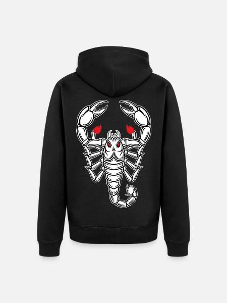 Skorpion-Maskottchen-Logo Sportspiel - Unisex Premium Bio Zip Hoodie - Schwarz
