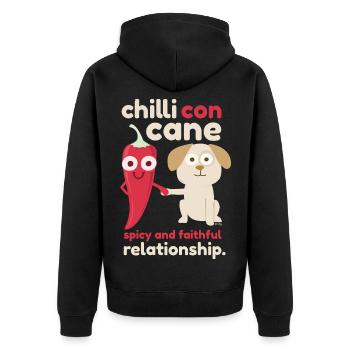 Chilli con Cane drôlig. - Unisex Premium Organic Zip Hoodie - black - Back - Nico (187cm)