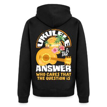 Funny Ukulele Designs and Sayings - Unisex Premium Organic Zip Hoodie - black - Back - Nico (187cm)