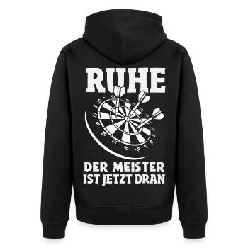Lustige Darts Sprüche Darts Geschenke - Unisex Premium Bio Zip Hoodie - Schwarz - Hinten - Nico (187cm)