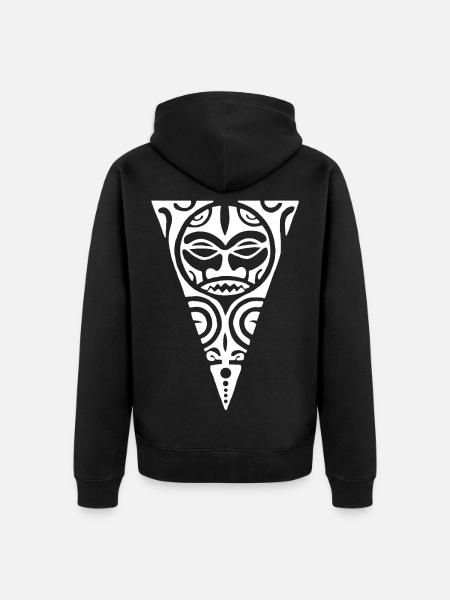 Weißes Stammestotem - Unisex Premium Bio Zip Hoodie - Schwarz