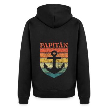 Dad Pun Captain Father's Day Papitän - Unisex Premium Organic Zip Hoodie - black - Back - Nico (187cm)