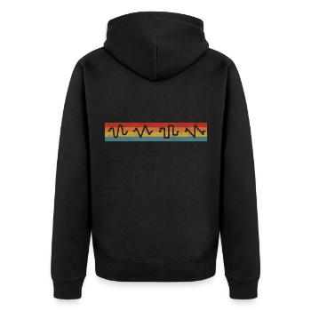 Synthesizer Audio Wellenform Synth Rave Analog - Unisex Premium Bio Zip Hoodie - Schwarz - Hinten - Nico (187cm)