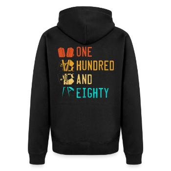 Dart Triple 20 Dartcheibe 180 Einhundertachtzig - Unisex Premium Bio Zip Hoodie - Schwarz - Hinten - Nico (187cm)