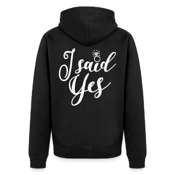 Ich sagte Ja - Bachelorette Party Henne Nacht Geschenk - Unisex Premium Bio Zip Hoodie - Schwarz - Hinten - Nico (187cm)
