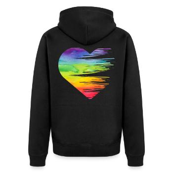 LGBT Stolz Gleichheit Herz Homosexuell Lesbisch - Unisex Premium Bio Zip Hoodie - Schwarz - Hinten - Nico (187cm)