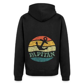 Dad Pun Captain Father's Day Papitän - Unisex Premium Organic Zip Hoodie - black - Back - Nico (187cm)