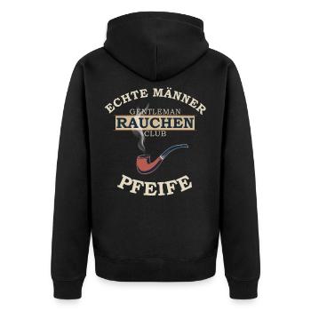 Echte Männer Rauchen Pfeife - Unisex Premium Bio Zip Hoodie - Schwarz - Hinten - Nico (187cm)