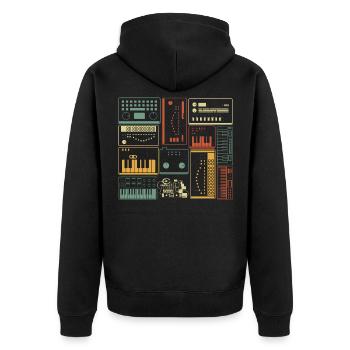 Analoger modularer Synthesizer Musiker Keyboard - Unisex Premium Bio Zip Hoodie - Schwarz - Hinten - Nico (187cm)