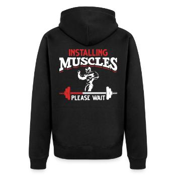 Gym Gym Funny et haltères - Veste à capuche bio Premium Unisexe - noir - Dos - Nico (187cm)