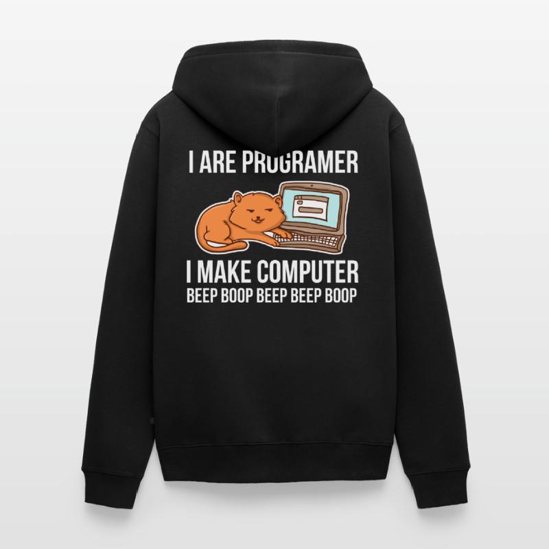 Programmeur-chat-humour pour coder et Veste à capuche bio Premium Unisexe