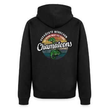 Chamäleon witzige Reptilien Sprüche Chamäleons - Unisex Premium Bio Zip Hoodie - Schwarz - Hinten - Nico (187cm)
