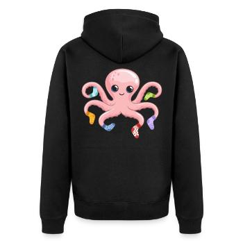 Kawaii Octopus Sweet Octopus Sea Creature - Unisex Premium Organic Zip Hoodie - black - Back - Nico (187cm)
