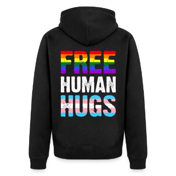 Câlins humains gratuits - Veste à capuche bio Premium Unisexe - noir - Dos - Nico (187cm)