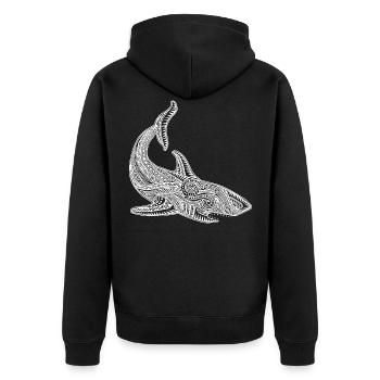 Hai - Unisex Premium Bio Zip Hoodie - Schwarz - Hinten - Nico (187cm)