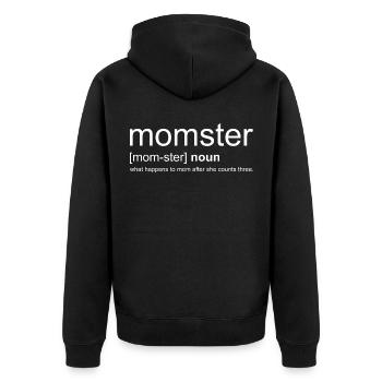 Momster - mom monster gift for mothers - Unisex Premium Organic Zip Hoodie - black - Back - Nico (187cm)