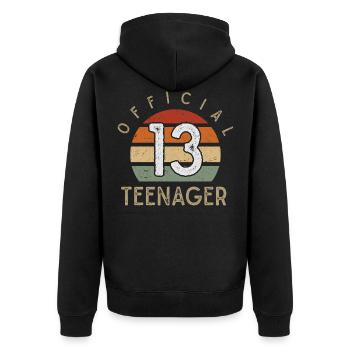 Rétro fille garçon 13 ans adolescent - Veste à capuche bio Premium Unisexe - noir - Dos - Nico (187cm)