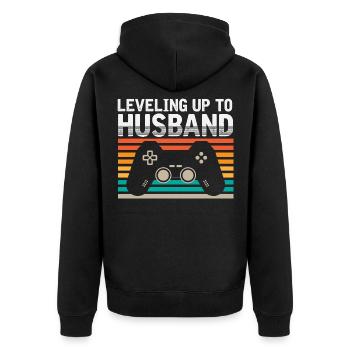 Engagement Video Gamer Groom Gaming Husband - Unisex Premium Organic Zip Hoodie - black - Back - Nico (187cm)