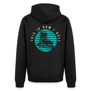 Retro Rollerblades Skater Sport Inline Skating - Unisex Premium Bio Zip Hoodie - Schwarz - Hinten - Nico (187cm)